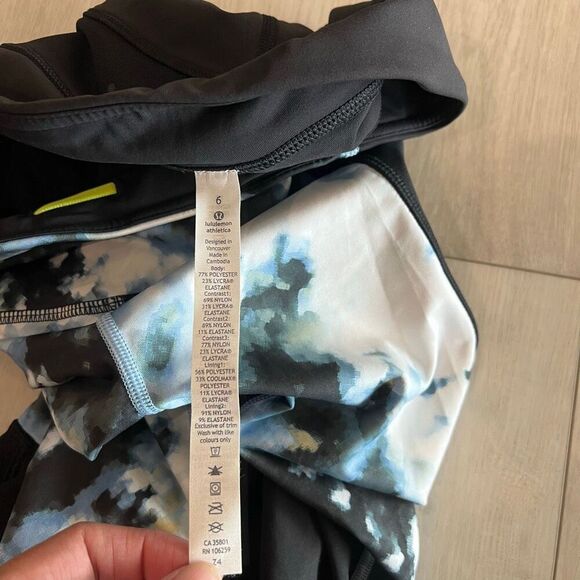 Lululemon Stop At Nothing Crop Black / Mini Blooming Pixie Aquamarine Multi size - Picture 7 of 10